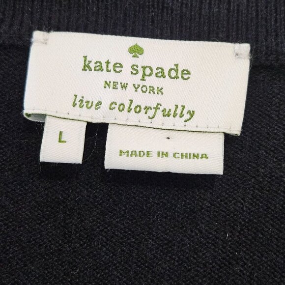 Kate Spade New York Large Black Embellished Beaded Luxury Cardigan Sweater - Picture 5 of 8